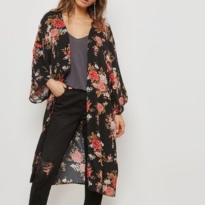 Long Floral Kimono Cardigan